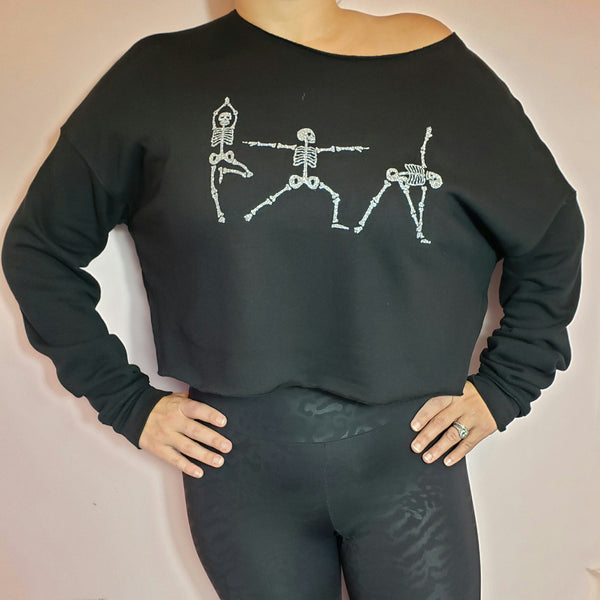 Skeleton Yoga Cropped Sweatshirt