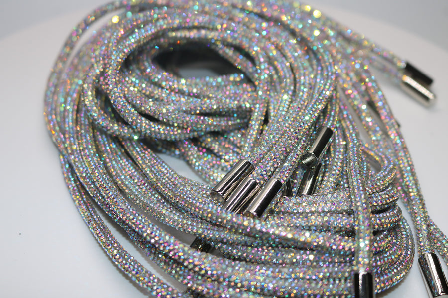 Rhinestone Hoodie Strings Citrine + Silver / 6MMx135CM