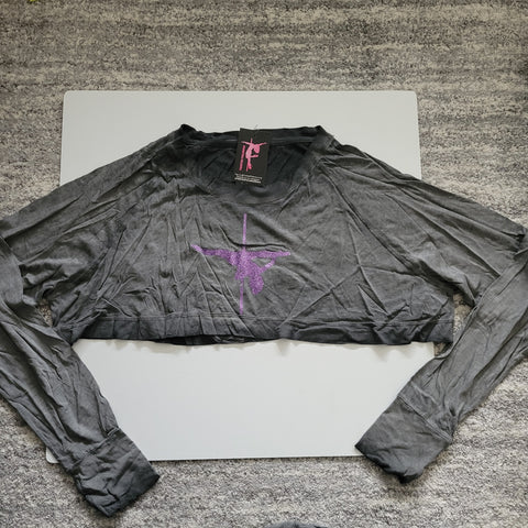WHS Cropped Long Sleeve lilac Jade- Grey LARGE ONLY