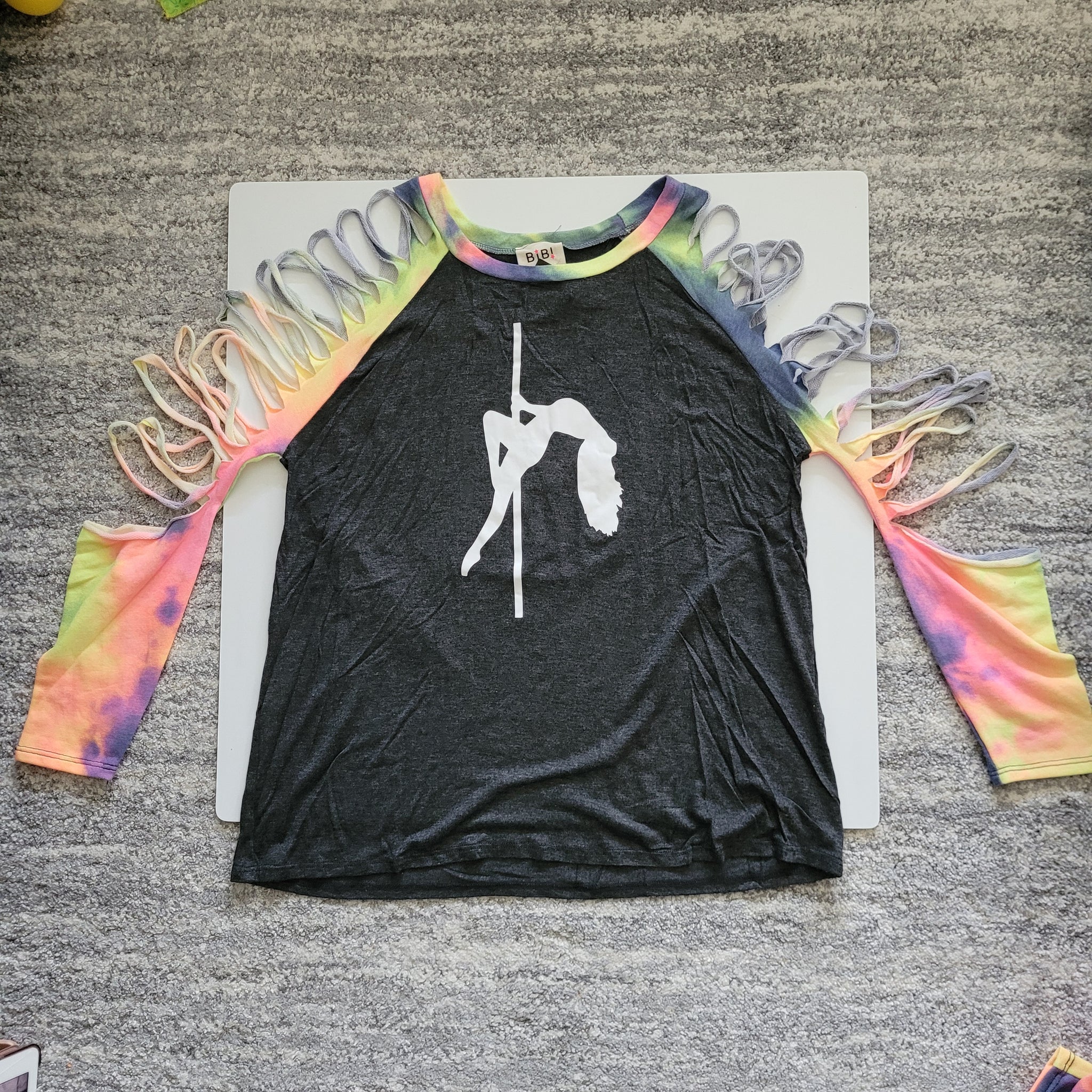 WHS laser cut l/s rainbow sleeve tshirt