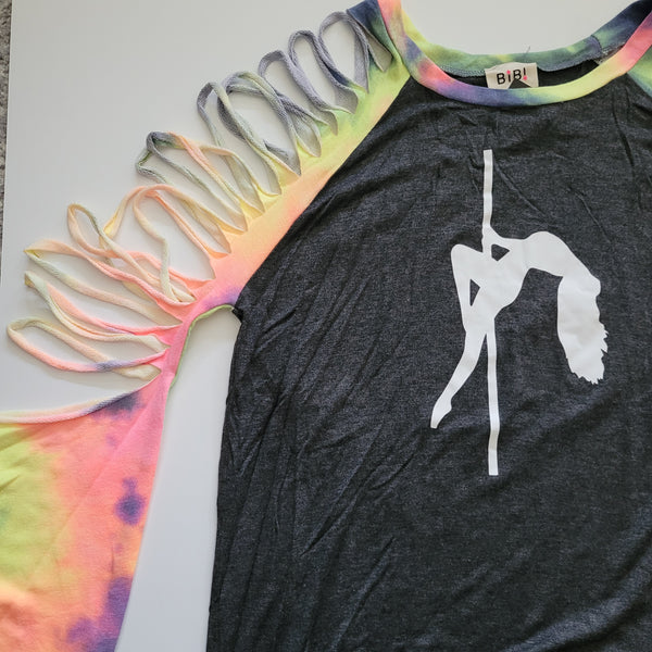 WHS laser cut l/s rainbow sleeve tshirt