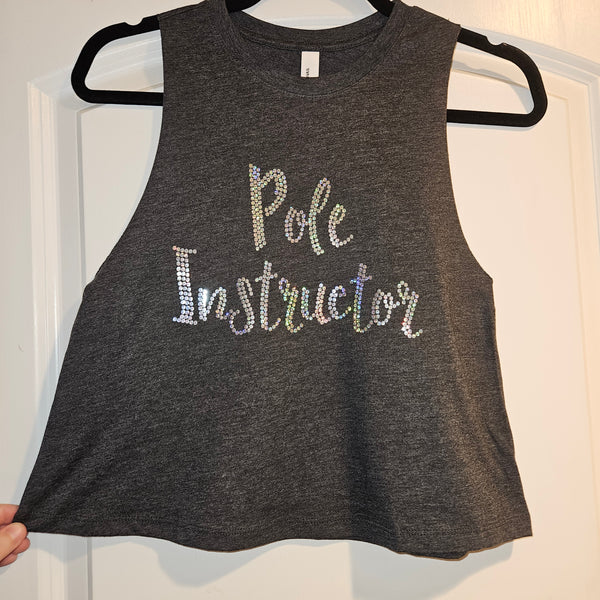 Pre- Order Pole Dancer/ Pole Instructor Faux Rhinestone Cropped Tank