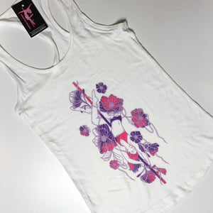 Floral Pole Tri-Colored Racerback Tank