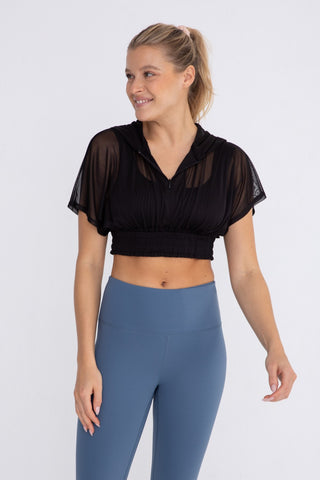 WHS Sheer Zip Front Crop Top