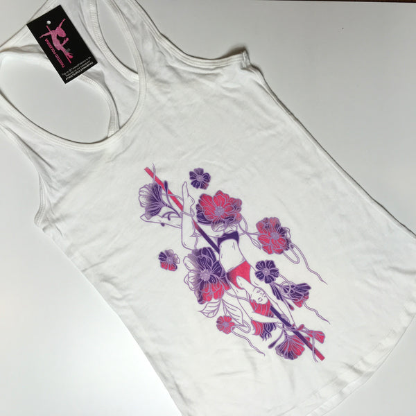 Floral Pole Tri-Colored Racerback Tank