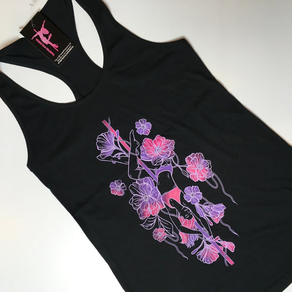 Floral Pole Tri-Colored Racerback Tank