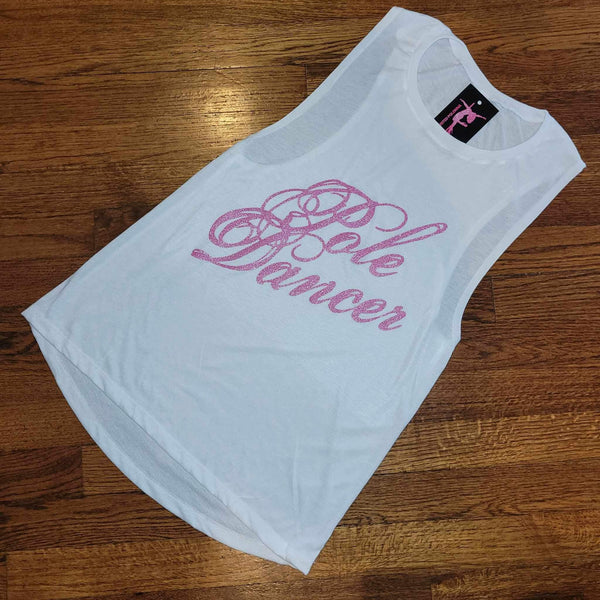 Glitter Pole Dancer Slashed & Weaved Tank