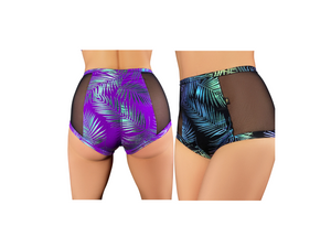 Jungle Palms High Waisted Mesh Hot Pants