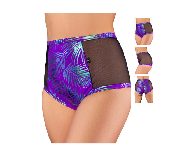 Jungle Palms High Waisted Mesh Hot Pants