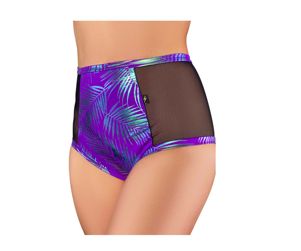 Jungle Palms High Waisted Mesh Hot Pants