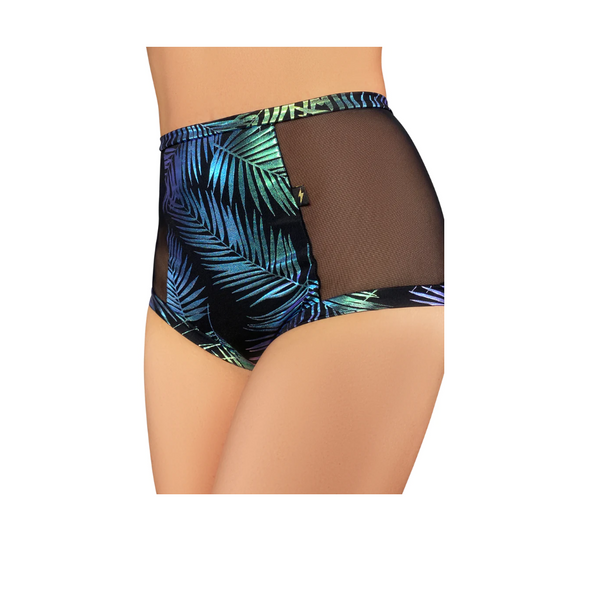 Jungle Palms High Waisted Mesh Hot Pants