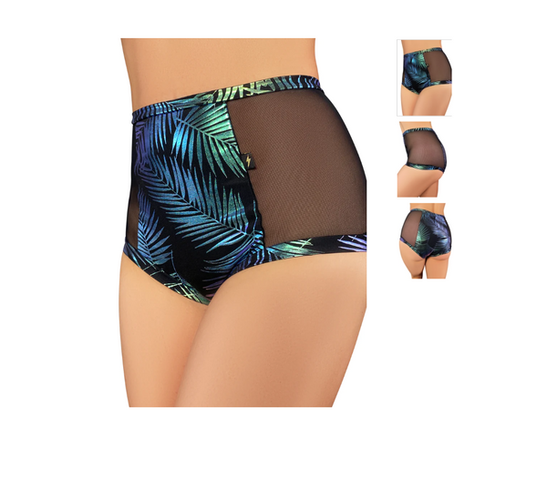 Jungle Palms High Waisted Mesh Hot Pants