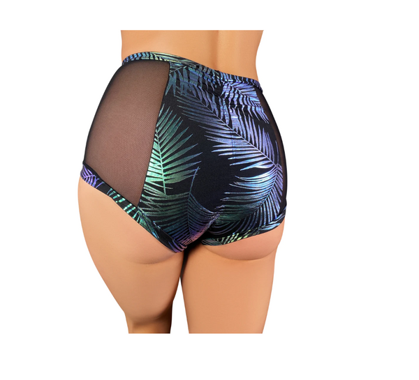 Jungle Palms High Waisted Mesh Hot Pants