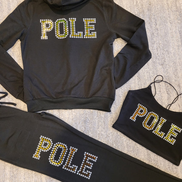 Pole Faux Rhinestone Sweatsuit