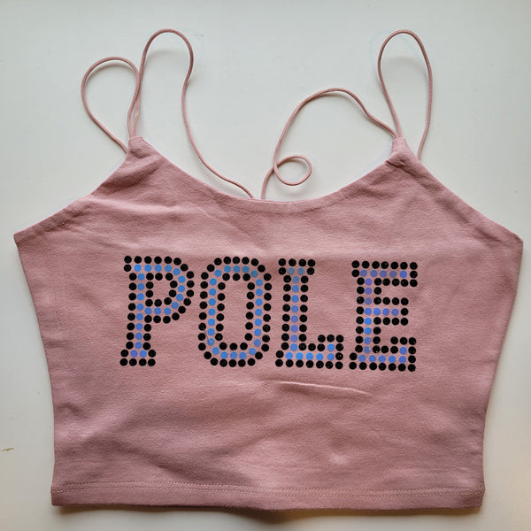 Pole Faux Rhinestone Crop Tank- various colors