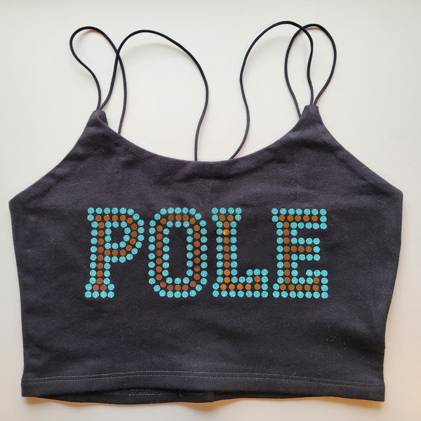 Pole Faux Rhinestone Crop Tank- various colors