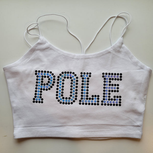 Pole Faux Rhinestone Crop Tank- various colors