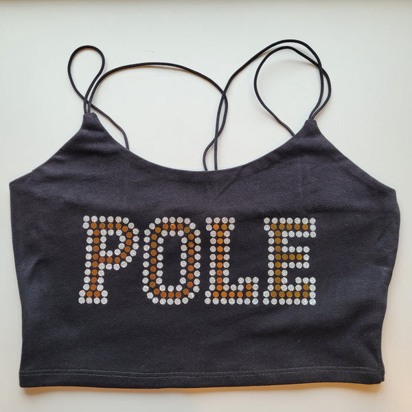 Pole Faux Rhinestone Crop Tank- various colors