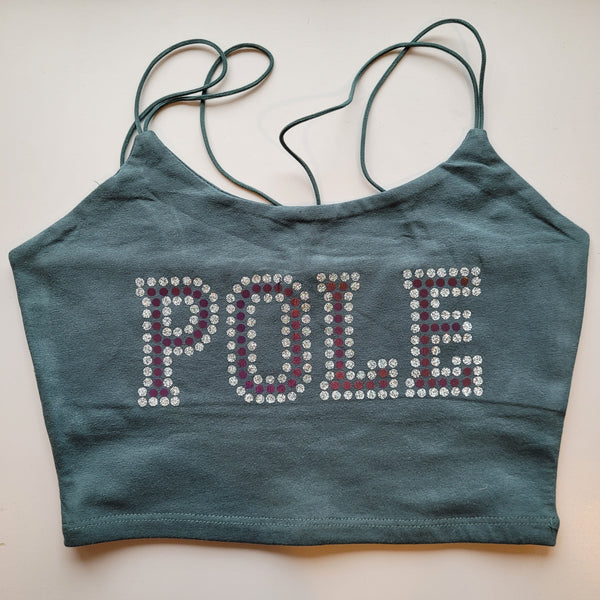 Pole Faux Rhinestone Crop Tank- various colors