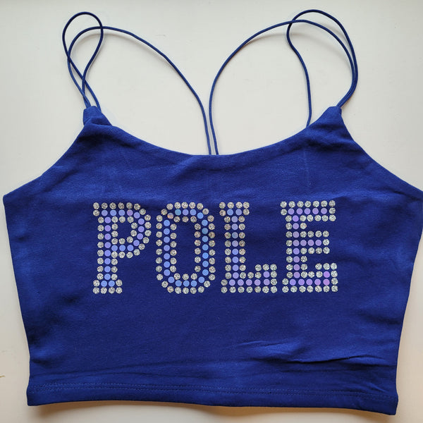 Pole Faux Rhinestone Crop Tank- various colors