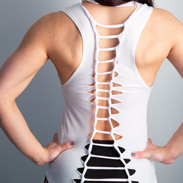 Glitter Pole Dancer Slashed & Weaved Tank