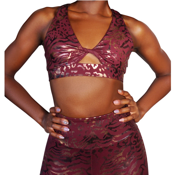 Jungle Patch Twist Sports Bra