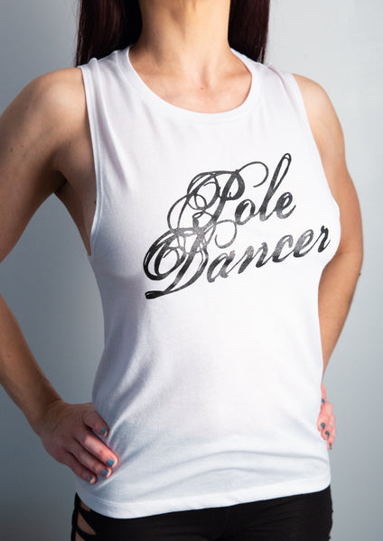 Glitter Pole Dancer Slashed & Weaved Tank