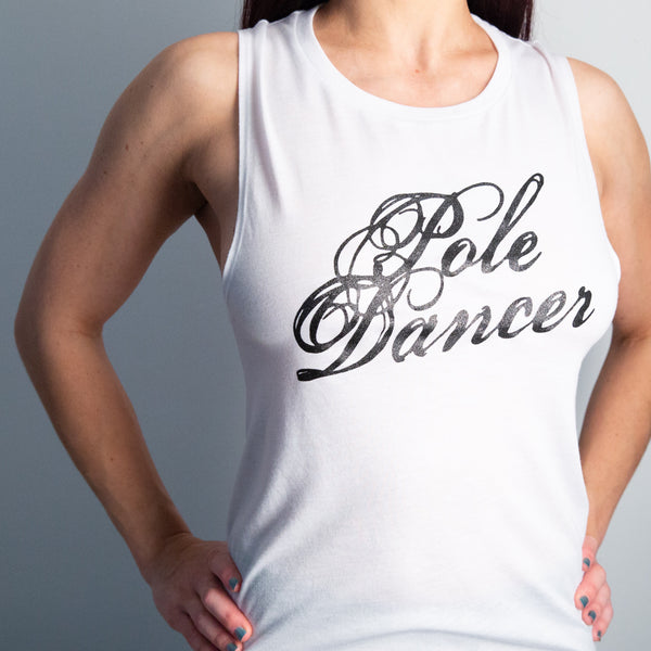Glitter Pole Dancer Slashed & Weaved Tank