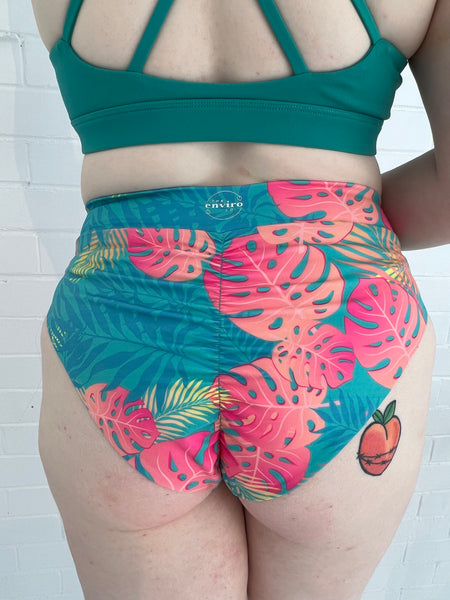 Tropical Print High Hip Shorts